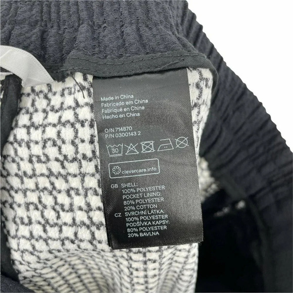 H&M Pants Women's Sz M Straight Wide Leg Pull on Elastic Waist Lined Black White - Picture 9 of 10